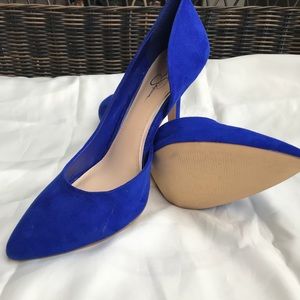Jessica Simpson Claudette Suede Royal Blue Heels